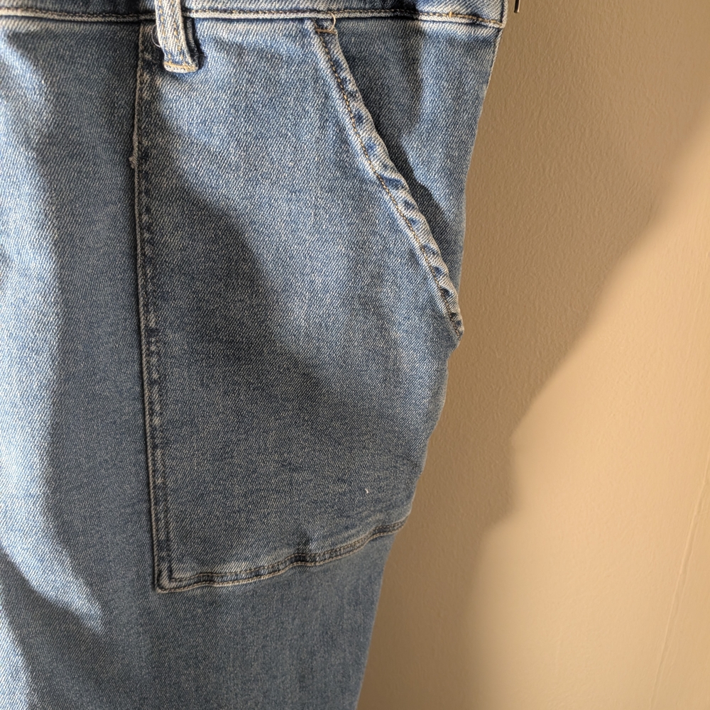 Ava & Viv 20W Denim Overalls With Ankle Slits & Side Zipper Stretchy - Picture 9 of 14